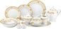 Euro Porcelain 57-pc Banquet Dinnerware Set, Luxury Bone China Tableware, Service for 8