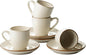 famiware 3oz Espresso Cups and Saucers, Vanilla White | Ceramic Small Coffee Mug by Famiware
