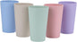 Wheat Straw Unbreakable Cup | 20 oz Reusable Water Drinking Glasses Sets of 5 | by LuckyZone