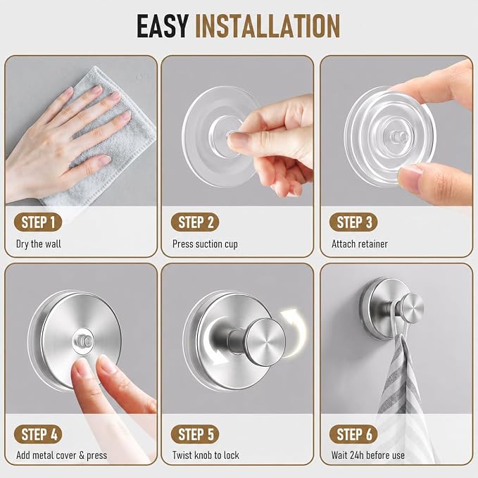 Suction Cup Hooks for Shower, Shower Hooks for Inside Shower, No Drill Bathroom - Image 7