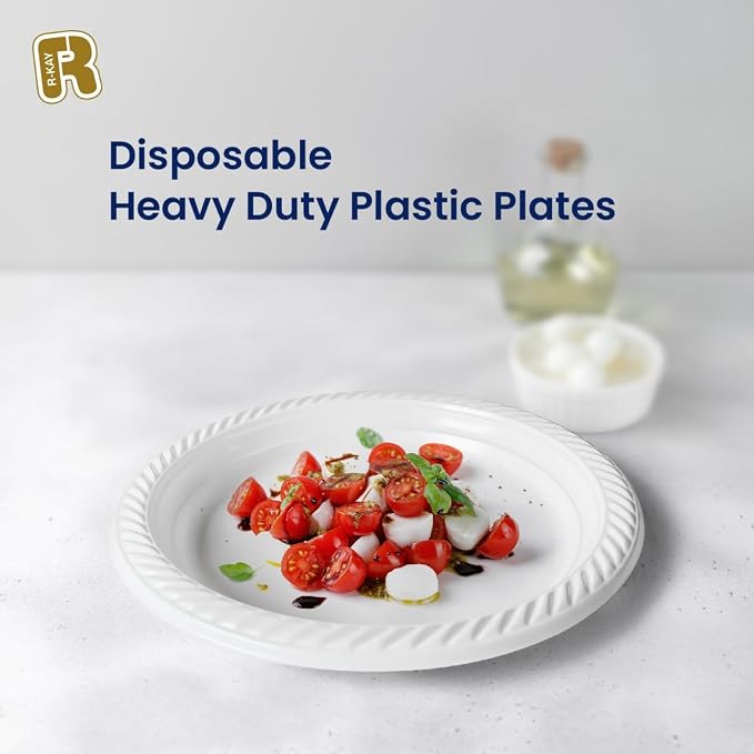 R-kay 100 Pack 9 Inch Plastic Plates Disposable - Image 2