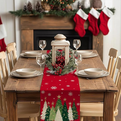 Christmas Table Runner 13x60 Inch, Xmas Trees Snowflakes Holiday Decorative - Image 3
