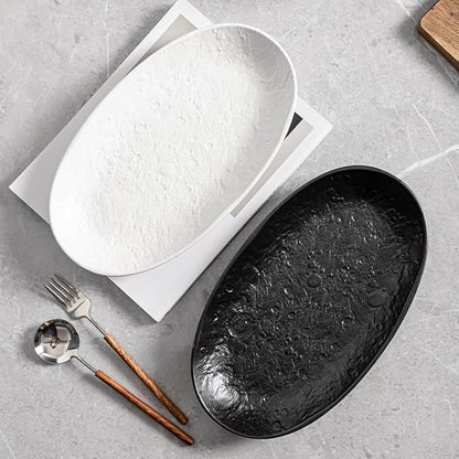 Serving Platter 12 Inches, Ceramic Oval Dinner Plate Set of 2, Serving Dishes for Entertaining, Dishwasher & Oven Safe Kitchen Dinnerware for Salad, Chicken, Pasta, Fish, Beef, White