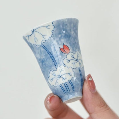 KAMMAK Ceramic Tea Cups Set of 2, 1.7 oz, Vintage Small Teacups, 787N | Hand - Image 4