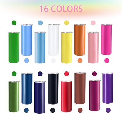 YOUKE OLA 16 Pack Skinny Tumblers 20oz Bulk Straight Stainless Steel Double - Image 5