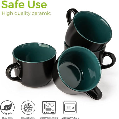 AmorArc 24 oz Soup Mugs with Handles, Jumbo Ceramic Bowls Mugs Set with handles - Image 6