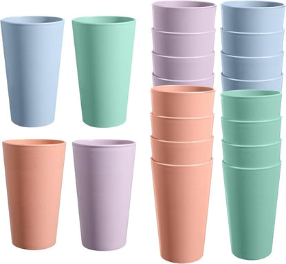 HEYCOME Set of 16 Wheat Straw Cups, Reusable Plastic Cups Sets, Water Glasses by StayHealthyStayHappy