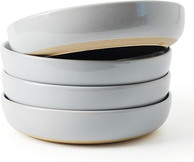 famiware Milkyway 33 oz Pasta Bowls Set of 4, Light Gray | Scratch-Resistant by Famiware