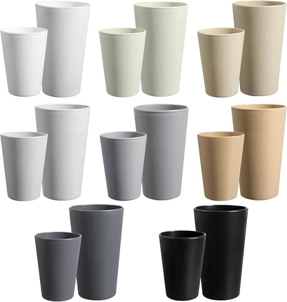 HEYCOME Set of 16 Wheat Straw Cups, Reusable Plastic Cups Sets, Water Glasses by StayHealthyStayHappy