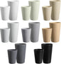 HEYCOME Set of 16 Wheat Straw Cups, Reusable Plastic Cups Sets, Water Glasses by StayHealthyStayHappy