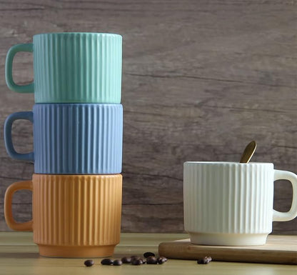 Stackable Coffee Mugs Set of 4, 7 OZ Ceramics Espresso Cups - Image 6