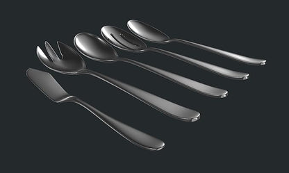 Matte Serving Set, 18/10 Stainless Steel Satin Flatware, Modern Brushed Finish Cutlery, Dishwasher Safe & Durable, Built to Last (10-Piece Serving Set, Fidenza)
