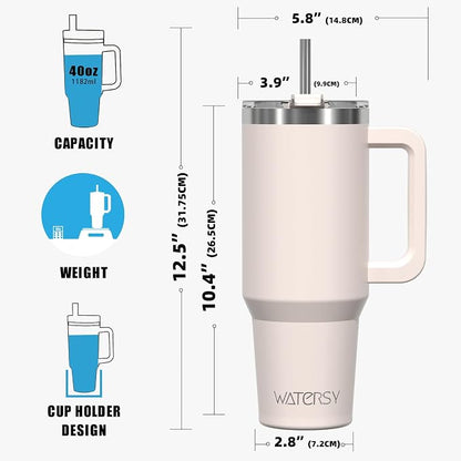 40 oz Tumbler with Handle, Tumbler with Lid and Straw, Double Wall Insulated - Image 8