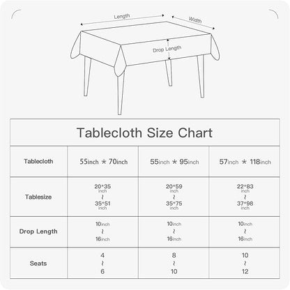 BALCONY & FALCON Rectangle Table Cloth Waterproof Tablecloth Fuzzy Linen and Satin Double-Sided Usable Table Cover for Dining, Kitchen, Cafe, Parties and Outdoor Use (White 57x118)