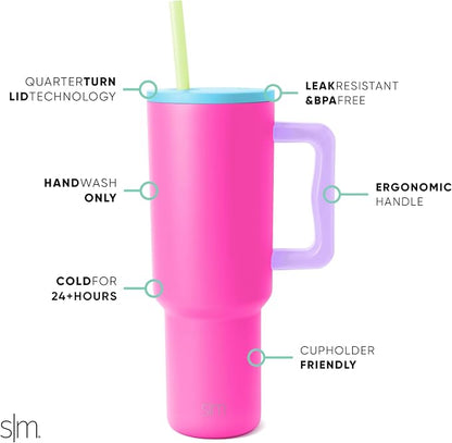 Simple Modern Tumbler with Handle and Straw | 40oz | 80s Mix | Trek Tumbler - Image 2