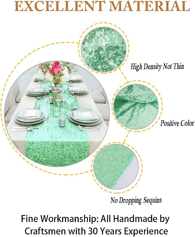 ShiDianYi Table Runners Green Bridal Shower Decorations 5Pcs Mint-Green - Image 4