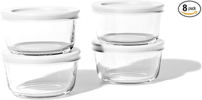 8-Piece Glass Food Storage Containers Set | 1-Cup, Leakproof | Microwave by DuraLiving