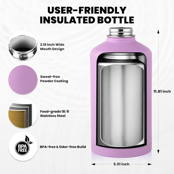 RAYMYLO One Gallon Water Bottle Insulated 128 oz, Stainless Steel | Triple - Image 5