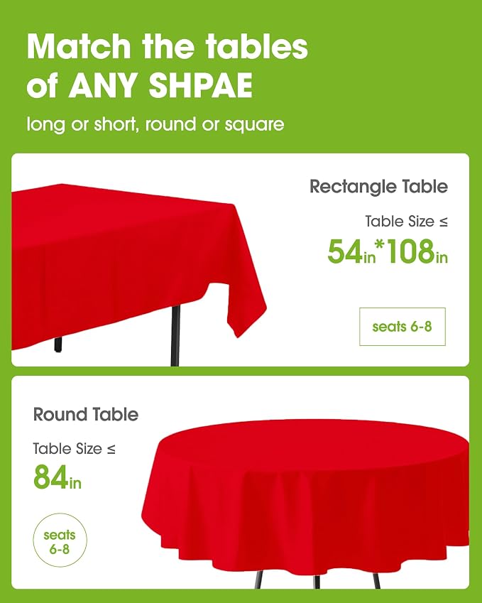 Pureegg Plastic Table Cloth Disposable 12 Pack, 54 x 108 Inch Table Cloths - Image 2