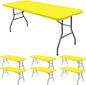 6 Pack Fitted Tablecloth for 6 Foot Rectangle Tables, Yellow Elastic Outdoor Picnic Table Cover, Washable Stretch Folding Table Cloths 6 ft for Camping Party Patio Kitchen Banquet, 30" W x 72" L