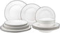EURO Porcelain 20-pc. Dinner Set Service for 4, 24K Gold-plated Luxury Bone China Tableware ("Sherry" 5669-20P)