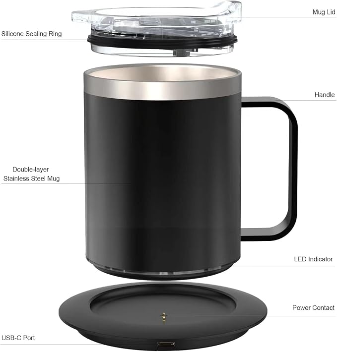 Coffee Warmer with Mug Set, USB Powered Heated Cup with 10H Auto Shut-Off - Image 7