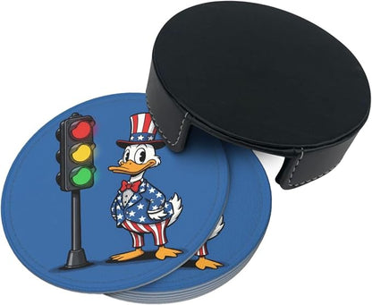 Patriotic Traffic Light Duck Leather Coasters Set of 6 - Image 3