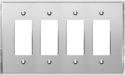 LIDER Reflective Acrylic Decorator Wall Plate, Mirrored Light Switch Plate, Plexiglass Outlet Cover, Acrylic Glass, Oversized 4-Gang 5.25" x 8.88", LWP-34O-ASV, Silver