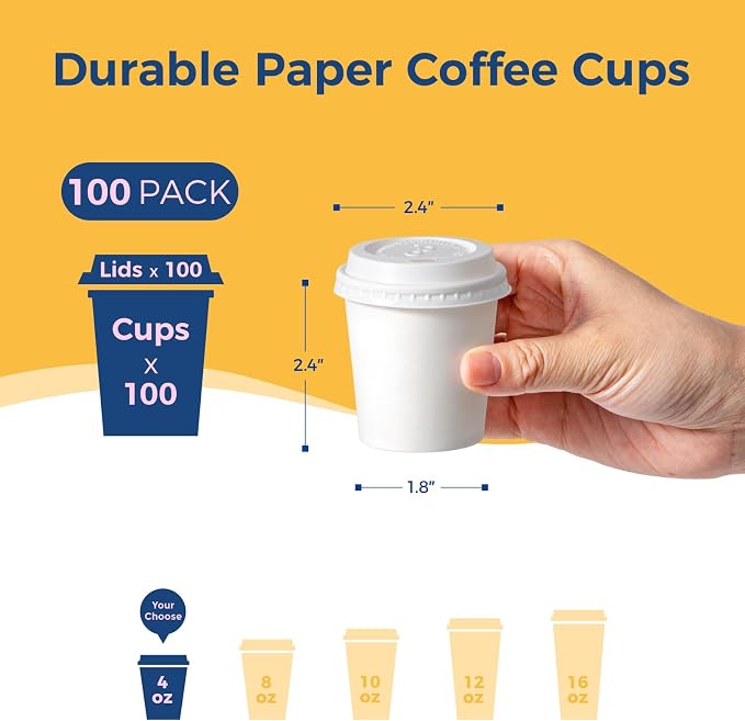 Fit Meal Prep 100 Pack 4 oz Disposable Coffee Cups - Image 2