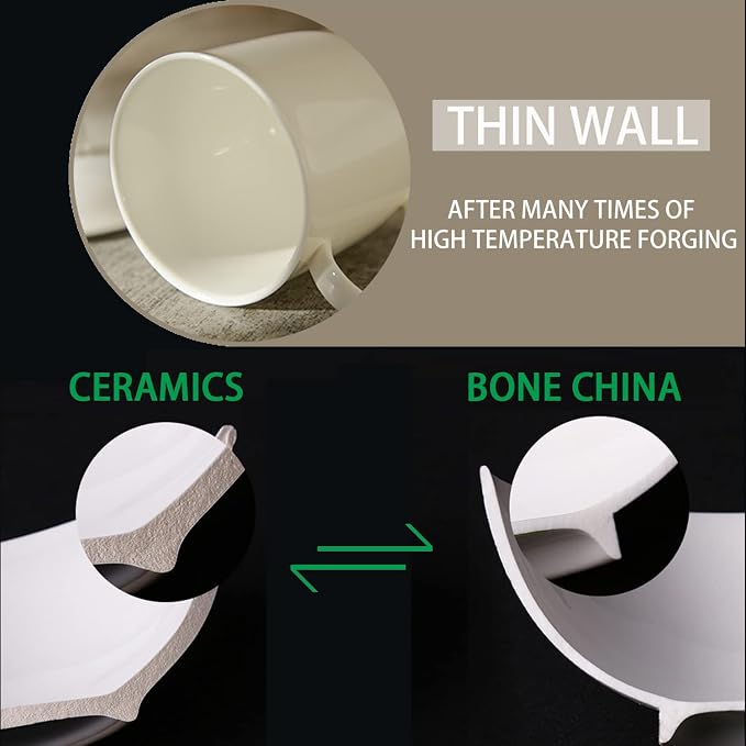 Chulan White Thin Over 45% Bone Content Fine Bone China Coffee Mugs 10 oz - Image 2