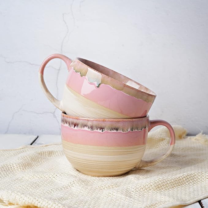 Ceramic Jumbo Coffee Mug Set of 2, 23 Oz, Large Mug Soup Bowls - Image 6