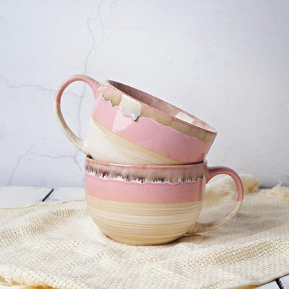 Ceramic Jumbo Coffee Mug Set of 2, 23 Oz, Large Mug Soup Bowls - Image 6