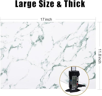 Homaxy Faux Leather Heat Resistant Placemats for Dining Table Set of 6, Waterproof Wipeable Washable PU Table Mats, Easy to Clean Anti-Slip Place Mats, 11.8" x 17", Marble