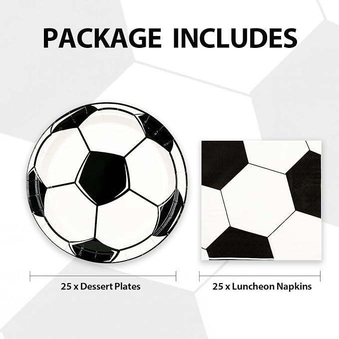 50PCS Soccer Plates and Napkins, 7inch Disposable Tableware Set | Soccer Themed - Image 3