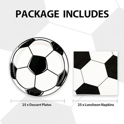 50PCS Soccer Plates and Napkins, 7inch Disposable Tableware Set | Soccer Themed - Image 3