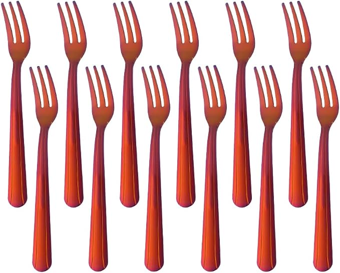 Oyster Fork Set of 12, 5.4 Inch Stainless Steel Cocktail Forks, 3 Tines Mini by KitchenDining
