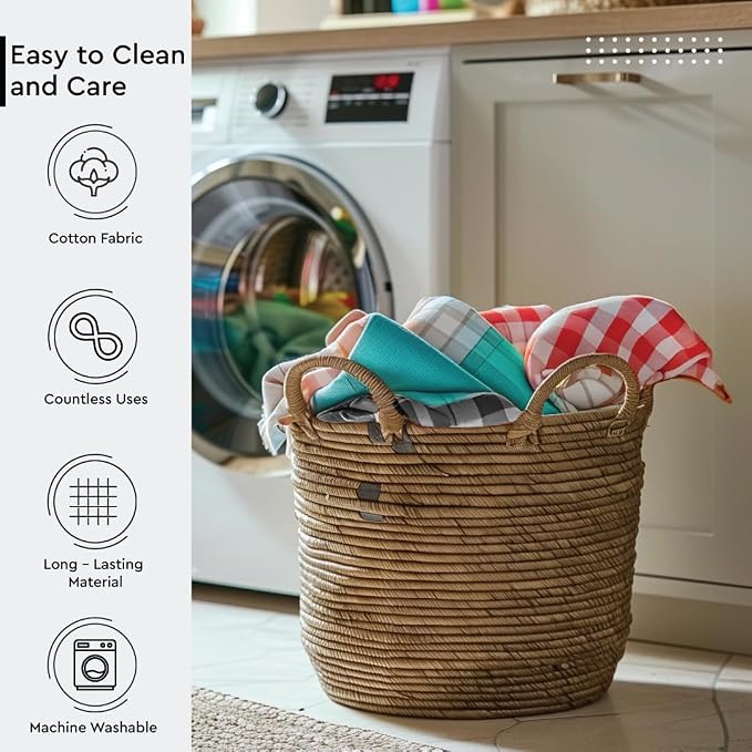 Encasa XO Table Runner, Woven Cotton Dining Runner 13"x91" Buffalo Blue Checks - Image 8
