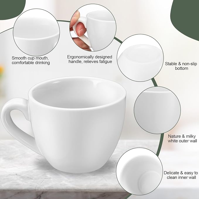 Reallnaive 16 Pcs 3 oz Porcelain Espresso Cup Set White Tiny Ceramic Coffee & - Image 2