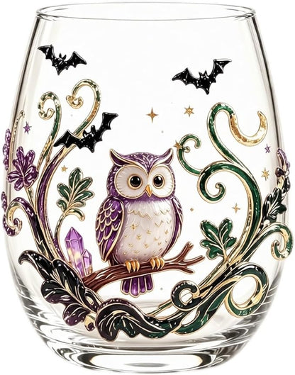Halloween Printed Glass Cup, Ghost Pumpkin Themed Handleless Water Tumbler 15oz - Image 2