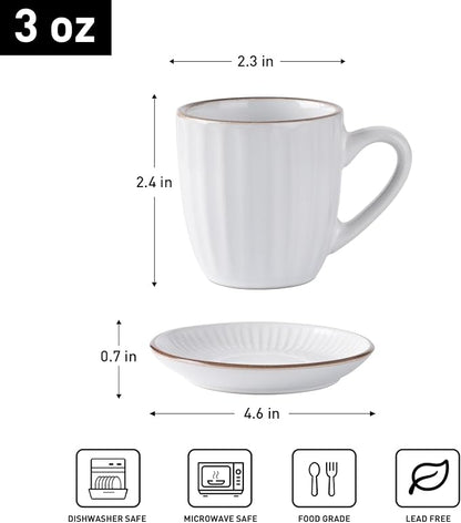 famiware 3oz Espresso Cups and Saucers, Stoneware Demitasse Cup - Image 5