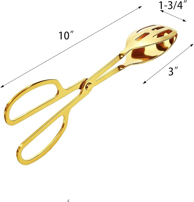 2 Pack Gold Salad Tongs, Buffet Serving Tongs, Stainless Steel | 10 Inch Gold - Image 2