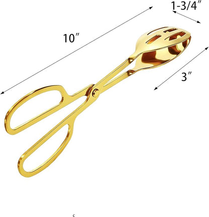 2 Pack Gold Salad Tongs, Buffet Serving Tongs, Stainless Steel | 10 Inch Gold - Image 2