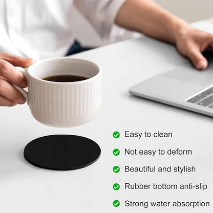 Black Coasters Set of 6, Solid Color Farmhouse Black Soft Absorbent Coasters - Image 4