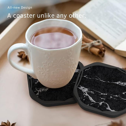 UMIRRO Absorbent Felt & Silicone Drink Coasters Set of 4, Non-Slip & Non-Stick - Image 2