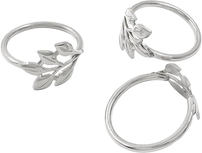 Silver Napkin Rings, Elegant Modern Style | Metal Leaf Holders, - Image 2