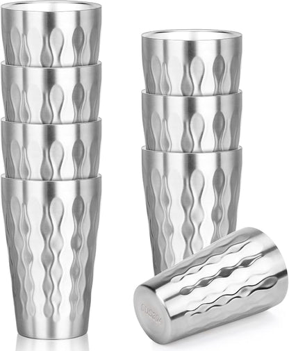 Stainless Steel Double Wall Cups, 16 oz Insulated Tumbler, 8 Pack Unbreakable by Offiper