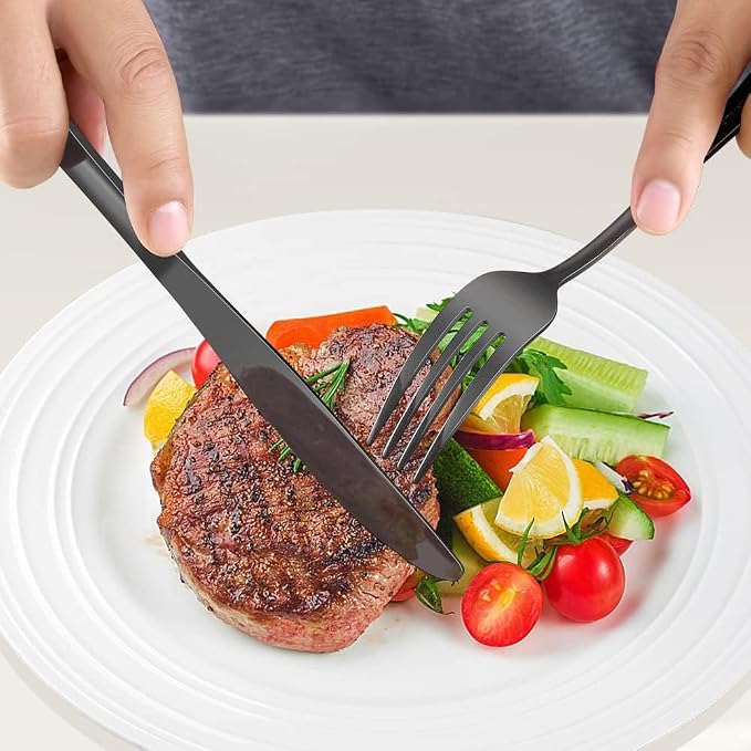 Matte Black Silverware Set for 8, 40 Pieces Stainless Steel Flatware Cutlery Set - Image 6