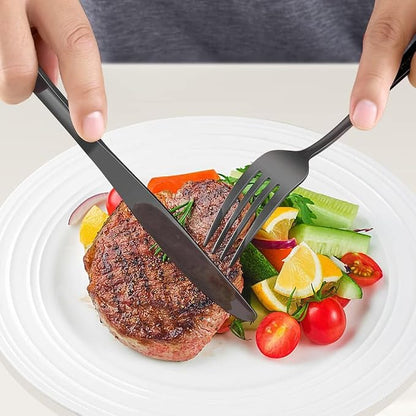 Matte Black Silverware Set for 8, 40 Pieces Stainless Steel Flatware Cutlery Set - Image 6