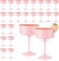 XUWAIDSGN 24 Pcs Champagne Martini Glasses 9 Oz with Gilded Removable Gold Rim Coupe Glasses Pink Martini Glasses Plastic Mimosa Vintage Coupe Glasses Set For Wedding Anniversary (24, Solid Pink)