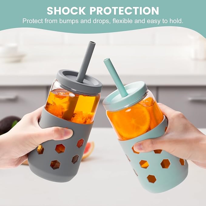 Mrsdry 16 oz Glass Cups with Lids and Straws - Image 8